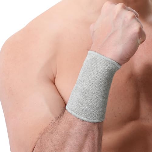 NeoTech Care Wrist Band Support Sleeve - Elastic & Breathable Knitted Fabric Compression Brace - for Tennis, Gym, Sport, Tendonitis (Gray Color, Size S, 1 Unit) by NEOtechCare