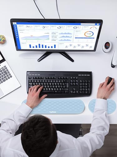 Ergonomic Wrist Rest, Full-Size Keyboard & Mouse Wrist Support Pad, Blue | Slow Rebound, Soft Memory Foam, Computer Keyboard & Mouse Palm Rest, Pain Relief, Comfort for Office, Gaming, Study, Typing - Image 5