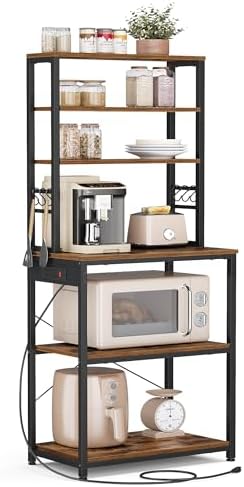 VASAGLE Coffee Bar, 23.6 Inches 6-Tier Baker's Rack with 6 Hooks by Unknown