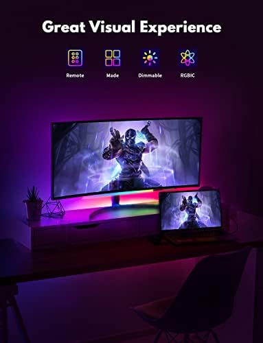 Under Monitor RGB Light Bar, LED Light for Desk Gaming Setup, USB Powered Keyboard Light, 12 Inch 5V, 353 Color Change Modes, Wireless Remote, LED Ambient Lights for Room Decor, Desk Setup, PC - Image 2