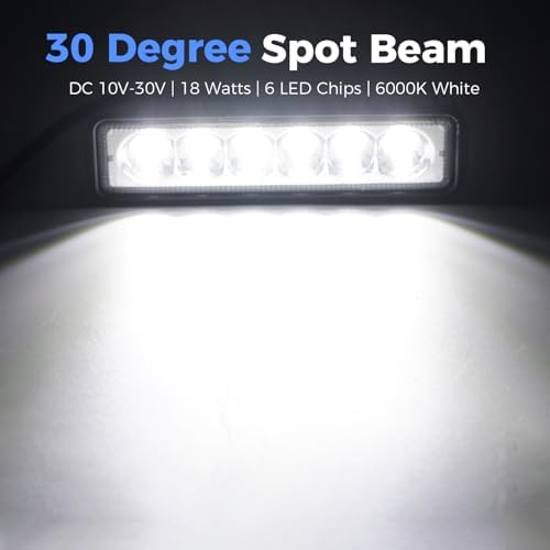 6 Inch Led Light Bar Spot Beam Aluminum 6000K White 18W Waterproof, 1 Pack - Image 2