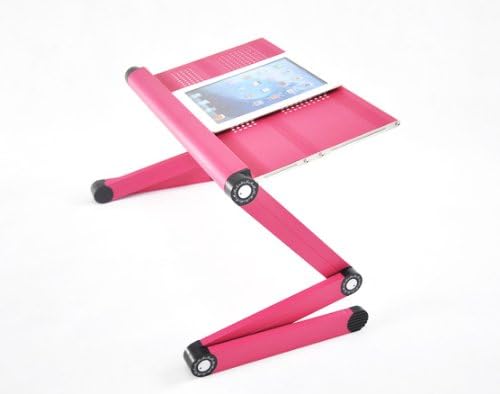 Adjustable Vented Laptop Table Stand Lapdesk Portable Bed Tray Tablet Book Stand Push Button Joints up to 17" (Pink) - Image 2