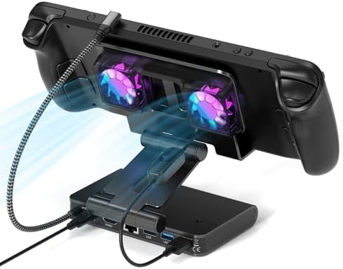 Adjustable Stand Steam Deck Docking Station with RGB Light Cooling Fan by ZONGALL