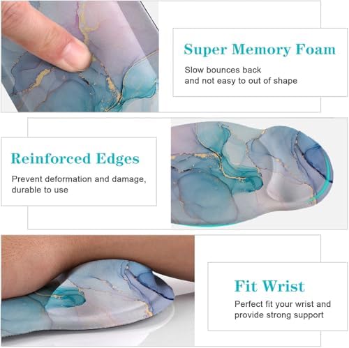 Lateefah Ergonomic Mouse Pad with Wrist Rest and Keyboard Wrist Rest Set | Non-Slip Memory Foam Wrist Rest for Computer Keyboard, Easy Typing, Pain Relief, Mousepad Wrist Support for Home Office Game - Image 3
