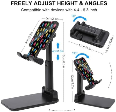 Multi Angle Foldable Colorful Robot Pattern Black Cell Phone Desk Stand - Image 2