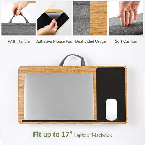 Lap Desk with Soft Cushion and Wrist Rest – Portable Laptop Desk for Bed, Couch & Home Office, Removable Mouse Pad & Anti-Slip Strip for 17 inch Laptop (Large, Wood Pattern) - Image 2
