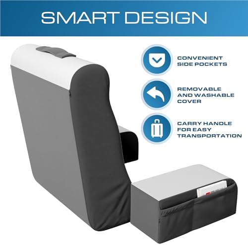 Kölbs Reading Pillow, Full Support Comfort Solid Foam, Back Cushion for Bed Sitting Up TV Book Gaming - Back Support Backrest Use on Mattress or Sofa (Grey/White, Tall) - Image 4