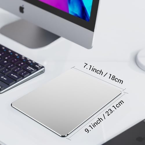 HONKID Hard Metal Mouse Pad for Desk Travel Mousepad for Magic Mouse Silver - Image 6
