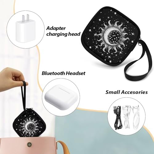 Sun and Moon Headphones Carrying Case, Travel Portable Storage Bags for Bluetooth Wireless Headphones, Cords, Cable, Earbuds, Charger, USB Flash Driver, MP3 - Image 6