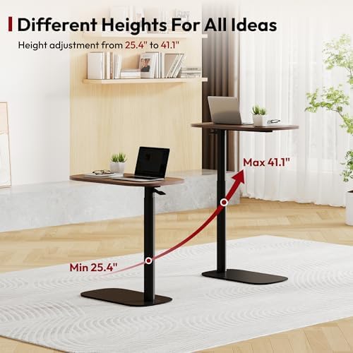 SANODESK 24''Standing Desk Pneumatic Height Adjustable Mobile Overbed Table - Image 5