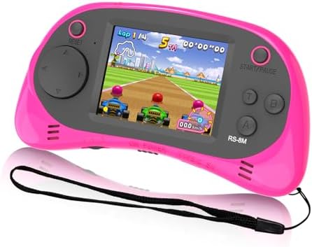 Kids Handheld Portable Video Game Player with 200 Games - 16 Bit 2.5 Inch Screen Mini Retro Electronic Machine for Boys Girls (Pink) by EASEGMER