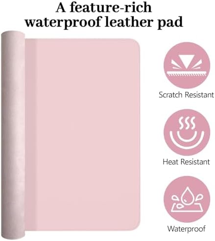 Pink Leather Desk Pad Large Mouse Pad, 35.4"x17" - Image 5