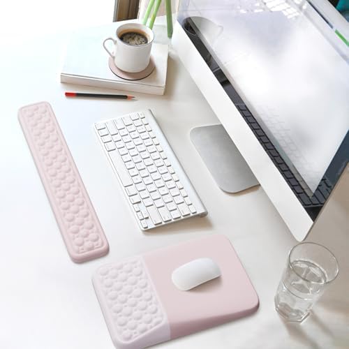 Ospelelf Ergonomic Mouse Pad and Keyboard Wrist Rest, Typing Wrist Pad with Support, Desk Mousepad Set for Office, Pink - Image 6