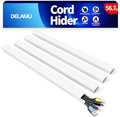 Delamu 56.7in Cord Hider, Wire Covers for 3-4 Cords on Wall, Premium Cable Hider Cord Covers for Wires, Paintable Cable Management Wire Hiders for TV, Cable Cover Raceway Kit, W1.18x H0.6in, White by DELAMU