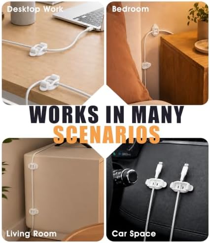 20Pcs Cable Management Clips, Adhesive Cord Holder Organizer-White - Image 6