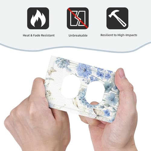 Outlet Covers Blue Floral Hydrangea Watercolor Wildflower Decorative 1 Gang Duplex Light Switch Cover Plate Single Electrical Receptacle Wall Plate Plug Switchplate Faceplate for Bedroom Decor - Image 6