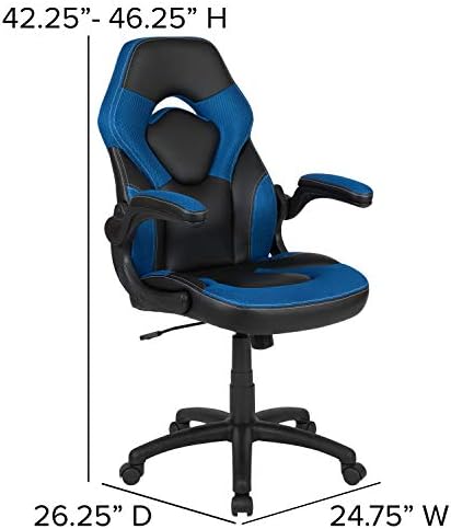 Flash Furniture X10 Gaming Chair Racing Office Ergonomic Computer PC Adjustable Swivel Chair with Flip-up Arms, Blue/Black LeatherSoft | Ergonomic, Flip-up Arms, Height Adjustable, Racing Style - Image 3