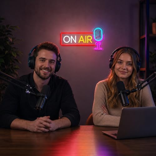 ON AIR Neon Sign with Microphone Neon Live On Air Sign for Recording Studio - Image 4