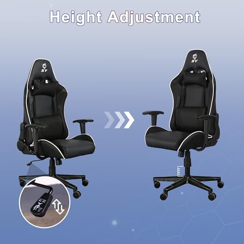 Gaming Chair,Video Game Chair with Massage Lumbar Support | Ergonomic Computer Chair Height Adjustable with Swivel Seat and Headrest - Image 4