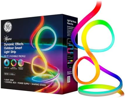 Cync GE Dynamic Effects Smart LED Light Strip with Music Sync, Color Changing Outdoor Light Strip, Compatible with Alexa and Google Home, 32ft Waterproof Light + Power Supply by CYNCSmartHome