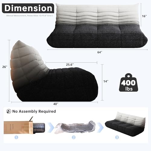 WHGBJA Oversized Bean Bag Chair for Adults with Memory Foam 3 Seater Couch | Floor Sofa Couch for Gaming, Reading, Bedroom, Living Room, Comfy, Boneless, Ergonomic - Image 2