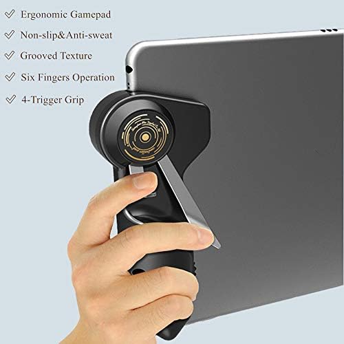 PUBG Controller for Tablet 4 Triggers [6 Finger Operation] Sensitive Shoot Aim Trigger Gamepad Grip, Support 10-12.9 inch iPad & Tablet (Thickness < 10mm), Black - Image 6