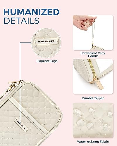 BAGSMART Cord Organizer Travel Cable Organizer Bag Tech Electronic Organizer Travel Case, Travel Essentials for Charger, Cable, Phone, Flash drive, Single Layer - Beige - Image 6