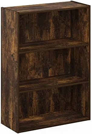 Furinno PASIR Book Shelf, 3-Tier Bookshelf, Storage Shelves Bookcase, 9.7 x 23.7 x 31.5, for Living Room, Bedroom, Home Office, Amber Pine - Image 6