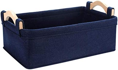 Rectangle Storage Baskets Navy Blue Storage Baskets Soft Decorative Nursery Bins for Books Magazines Album Dog Toys Bra Socks by KWLET