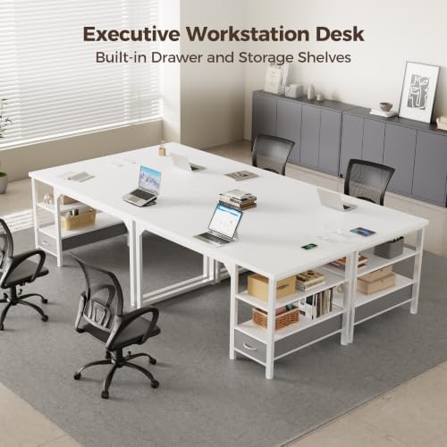 Mericonia 48" Reversible Computer Desk with Drawer, 1.2" Thick Office Desk - Image 7