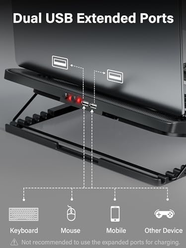 Kootek Laptop Cooling Pad Cooler Stand with 5 Quiet Fans for 12"-17" Laptop - Image 6