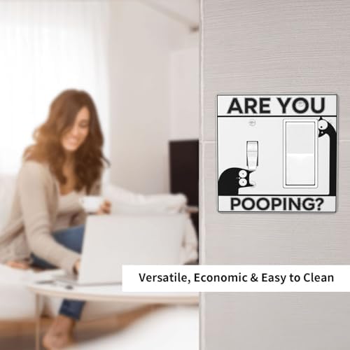 Decorative Outlet Covers Funny Bathroom Art with Are You Pooping Sign 2-Gang Combo Light Switch Cover Plate Single Toggle/Rocker Wall Plate Plug Switch Plate Covers for Country Decor - Image 6