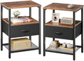 Huuger Nightstand Set of 2, Night Stand with Fabric Drawer, Mesh Shelf by Huuger