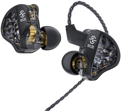CCZ BC01 PRO in Ear Monitor Headphones, 1BA 1DD Hybrid Driver Wired Gaming Earbuds, Deep Bass Sound Wired Ear buds, HiFi IEM for Gaming Video Calling Singer Musician Drummer (without mic, Dark Black) by Yinyoo
