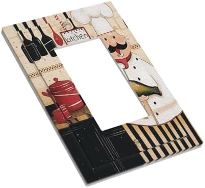 Decorative Outlet Covers Cartoon Fat Happy Chef Cook 1 Gang Rocker Light Switch Covers Single Gfci Wall Plate Electrical Receptacle Switchplate Plug Faceplate for Farmhouse Kitchen Decor - Image 3