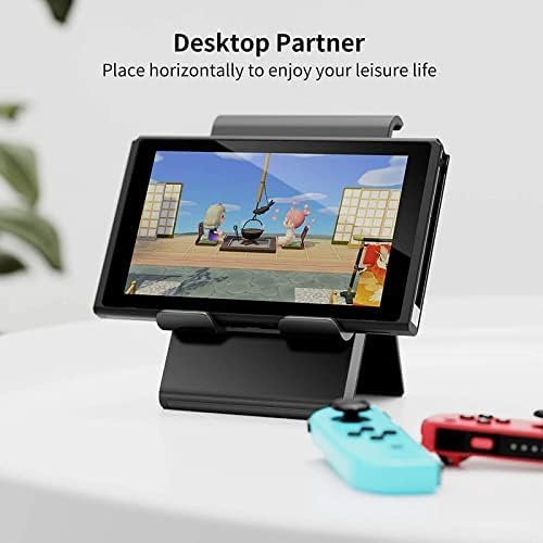 SAIJI Adjustable Tablet Stand Holder Portable Foldable Desktop Stand Dock Compatible for iPad, iPhone, Nintendo Switch, Samsung Galaxy and Kindle Fire Tablets – Black - Image 4