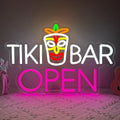 Tiki Bar Neon Sign, Tiki Bar Led Light Signs for Wall Decor Open Hawaii Tropical Luau Party Decorations for Pub Bistro Night Club Home Man Cave Dimmable USB Powered Pink(16.9"*11.4") by Unknown