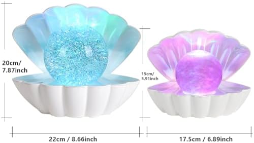 LKUA Shell Pearl Beach Themed Night Light, RGB 8 Colors Changing Mood Shell Pearl Lamps, Bedside LED Clamshell Portable Night Lights for Bar (Large White Shell) - Image 2