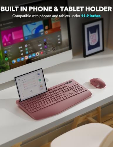 Wireless Keyboard and Mouse Combo - Full-Sized, Ergonomic Wrist Rest - Image 3