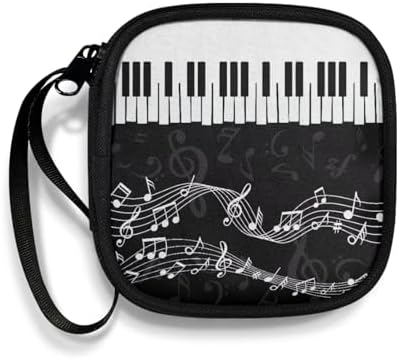 Piano Key Musical Notes Earphone Earbuds Case Portable Earbuds Carrying Case Phone Accessories Organizer with Handle for Earphone by Unknown