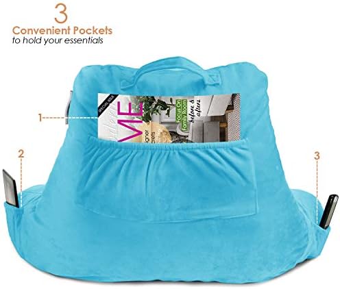 Nestl Reading Pillow with Shredded Memory Foam, Designed for Sitting Up in Bed and Couch, Back and Arms Adjustable Support for Adult & Teens Backrest Pillows for Reading, Washable Cover, Bright Blue - Image 5