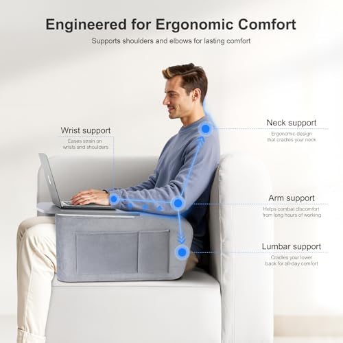 OPTIXCELL Wooden Lap Desk Pillow for Laptop with Arm Rests for Bed & Couch - Image 3