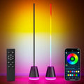 Keepsmile Smart RGB LED Corner Floor Lamp,Bright Tall Standing Lamps with APP and Remote,Modern Floor Lamp with Music Sync and 16 Million Colors, Ambient Lighting for Living Room Matte Black 2 Pack by KEEPSMILE