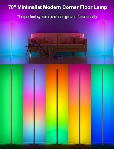 LED Corner Floor Lamp, RGB IC Ambient Lighting 55" - Image 4