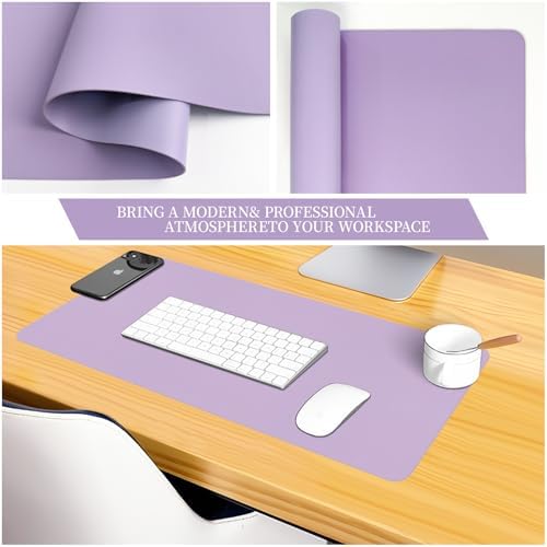 Bloss Purple Desk Mat, Double-Sided Leather Desk Pad, Desk Matt for Desktop, Waterproof Desk Pad Mat, Computer Mat for Office Work/Home/Decor/Desk Protector/Cover(23.6"x 13.8") - Image 6