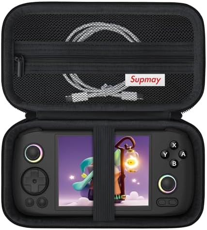 Hard Carrying Case for RG477M/ RG406H/ RG CubeXX/ RG Cube/ RG476H Retro Handheld Game Console, Retro Game Travel Storage Holder with Mesh Bag for SD Card, USB Charging Cable, User Manual, Black by Supmay