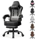 GTPLAYER Big and Tall Gaming Chair with Footrest, Ergonomic Office Desk Chair with 4.4in Thick Cushion and Wide Wingless Seat, Comfortable Leather Computer Chair, Predator Series, Gray Gradient by GTPLAYER