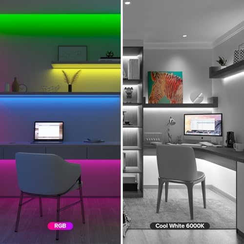 BTF-LIGHTING FCOB COB LED Strip Light,UL Listed RGBW 6000K 896LED/m High Density LED Tape Light,16.4FT DC12V 12mm Width Color Changing Light for Bedroom Home Indoor DIY Decor(No Adapter or Controller) - Image 5