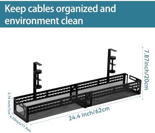 Under Desk Cable Management Tray, No Drill Mesh Cable Tray Cord Organizer - Image 2