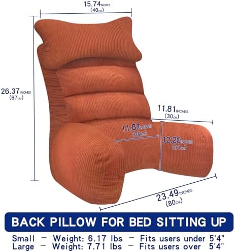 YDCEULARDOH Reading Pillow for Bed Adult – Large Bed Pillow with Arms, Supportive Back Pillow for Sitting Up in Bed for Reading, Watching TV, or Gaming - Image 6